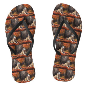 Sibirischer Husky im Herbstausfall Inspiriert Flip Flops