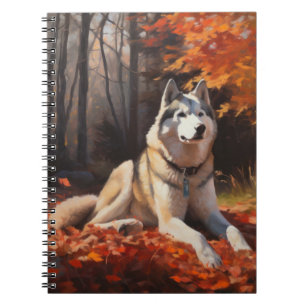 Sibirischer Husky im Herbstausfall Inspiriert Notizblock