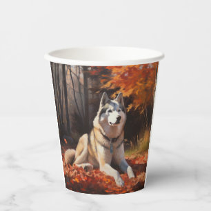 Sibirischer Husky im Herbstausfall Inspiriert Pappbecher