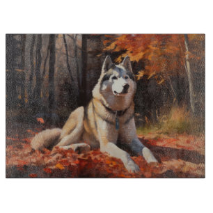 Sibirischer Husky im Herbstausfall Inspiriert Schneidebrett