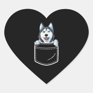 Sibirischer Husky in deinem vorderen Taschenhund L Herz-Aufkleber