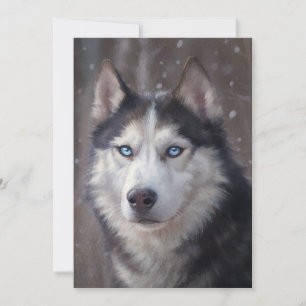 Sibirischer Husky Kunst Feiertagskarte