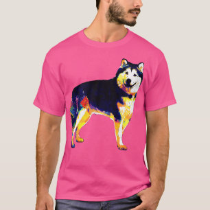 Sibirischer Husky Kunstporträt Hundebesitzer T-Shirt