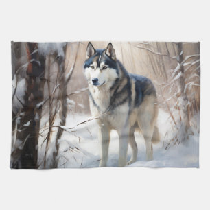 Sibirischer Husky Lass es schneien Weihnachten Geschirrtuch