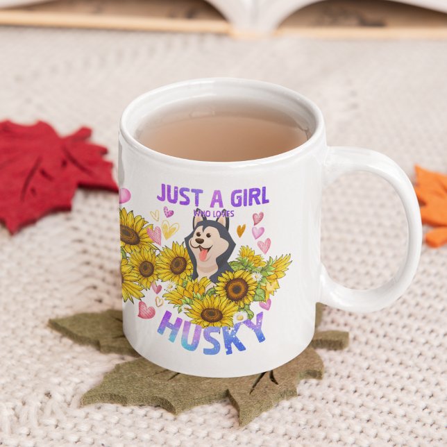 Sibirischer Husky Lover Sonnenblumenlehrer Kaffeetasse (Von Creator hochgeladen)