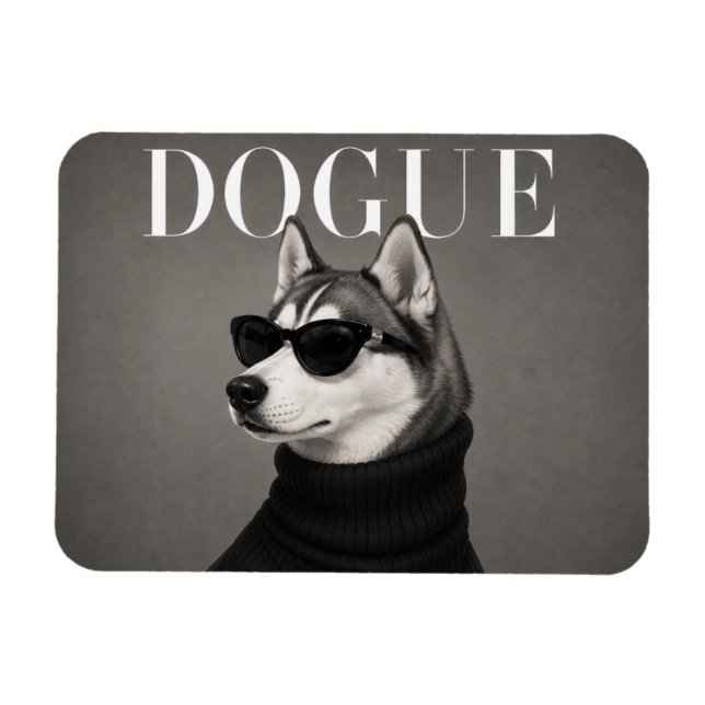 Sibirischer Husky Luxus-Mode-Hundeporträt Flexi M Magnet (Horizontal)