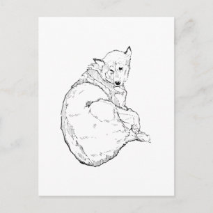Sibirischer Husky, Minimalistische Hundeillustrati Feiertagspostkarte