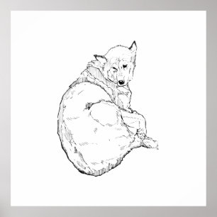 Sibirischer Husky, Minimalistische Hundeillustrati Poster