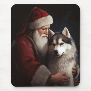 Sibirischer Husky mit Weihnachtsmann Weihnachten Mousepad