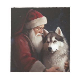 Sibirischer Husky mit Weihnachtsmann Weihnachten Notizblock