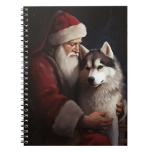 Sibirischer Husky mit Weihnachtsmann Weihnachten Notizblock