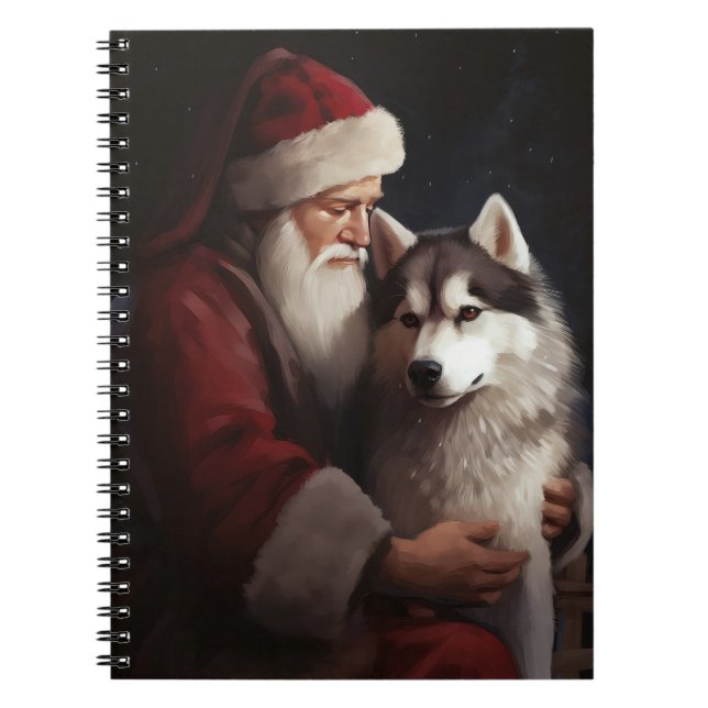 Sibirischer Husky mit Weihnachtsmann Weihnachten Notizblock (Vorderseite)