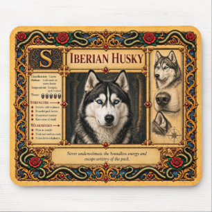 Sibirischer Husky, mittelalterliche Bestiarien-Kun Mousepad