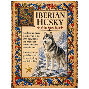 Sibirischer Husky, mittelalterliche Bestiarien-Kun Postkarte