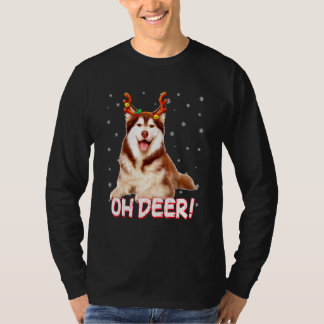 Sibirischer Husky Oh Hirsch Hund Weihnachten 1 T-Shirt