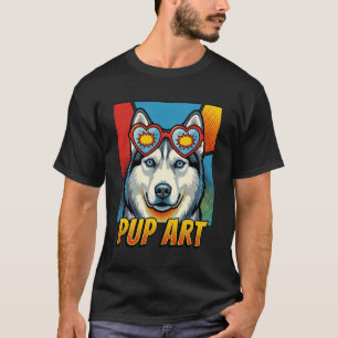 Sibirischer Husky Pop Art Retro-Comic-Stil T-Shirt