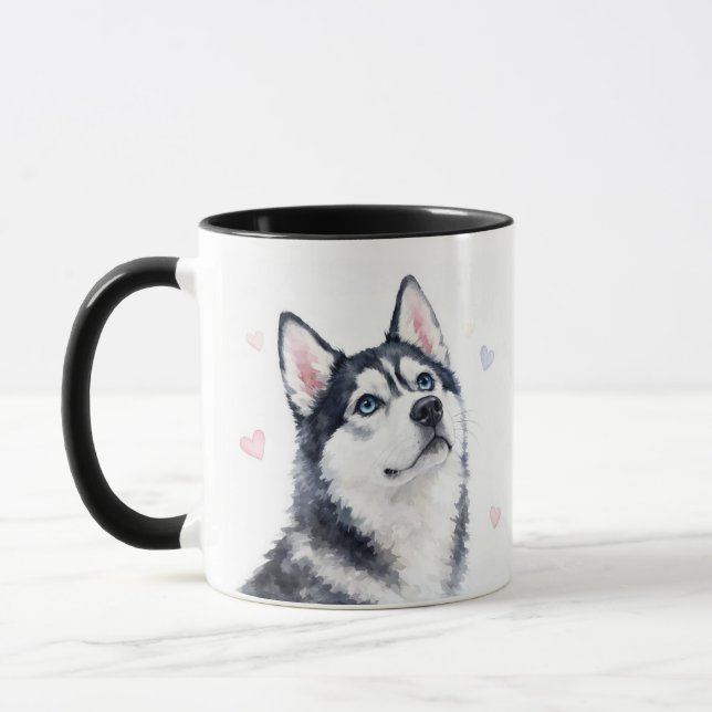 Sibirischer Husky Schöne Herzen Kaffee Tasse (Links)
