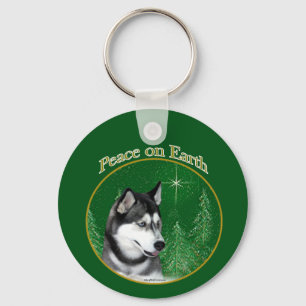 Sibirischer Husky (schwarz) Friede Schlüsselanhänger