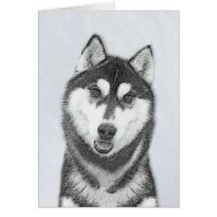 Sibirischer Husky (Schwarz und Weiß) Malerei Hunde