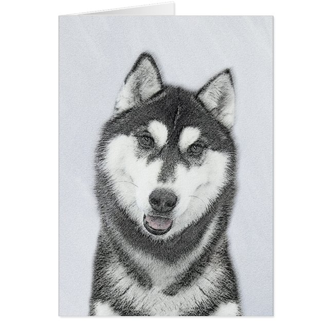 Sibirischer Husky (Schwarz und Weiß) Malerei Hunde (Vorne)