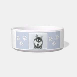 Sibirischer Husky (Schwarz und Weiß) Malerei Hunde Napf