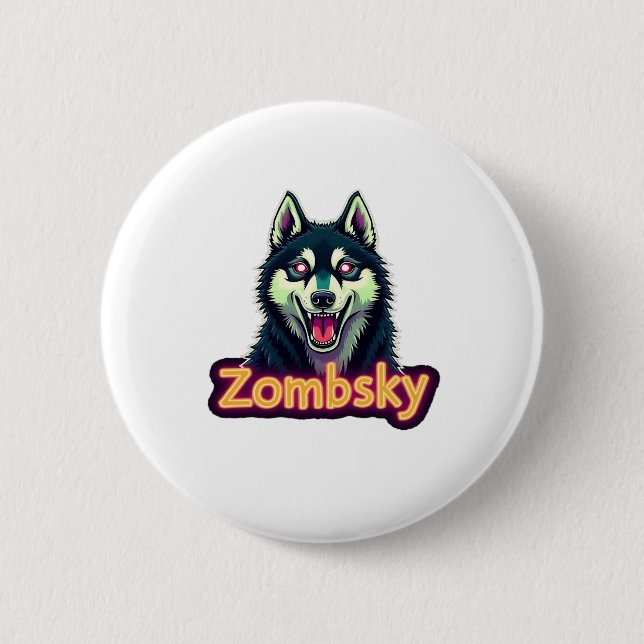 Sibirischer Husky Sibe Zombie-Hund Halloween Essen Button (Vorderseite)