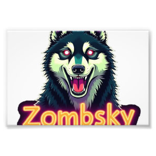 Sibirischer Husky Sibe Zombie Hund Halloween Essen Fotodruck