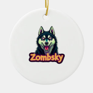 Sibirischer Husky Sibe Zombie-Hund Halloween Essen Keramik Ornament