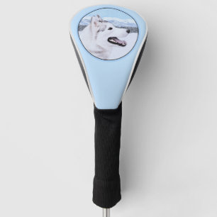 Sibirischer Husky (Silber und Weiß) Malerei Golf Headcover