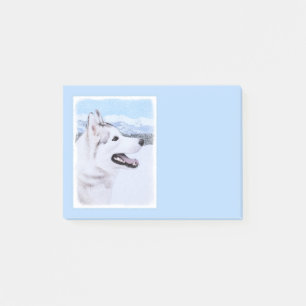 Sibirischer Husky (Silber und Weiß) Malerei Hundek Post-it Klebezettel