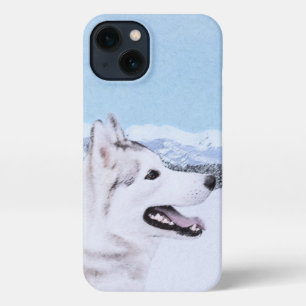 Sibirischer Husky (Silber und Weiß) Malerei iPhone 13 Hülle