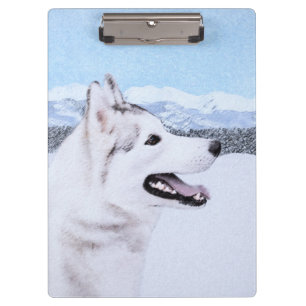 Sibirischer Husky (Silber und Weiß) Malerei Klemmbrett