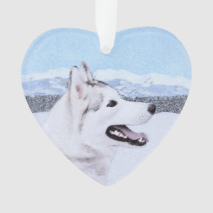 Sibirischer Husky (Silber und Weiß) Malerei Ornament