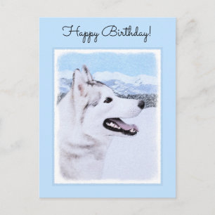Sibirischer Husky (Silber und Weiß) Malerei Postkarte