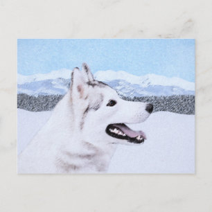 Sibirischer Husky (Silber und Weiß) Malerei Postkarte