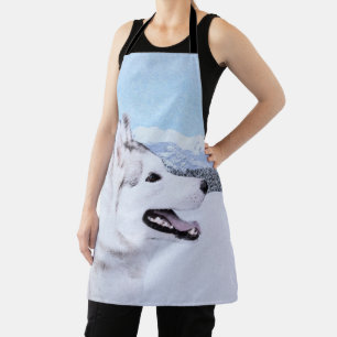 Sibirischer Husky (Silber und Weiß) Malerei Schürze