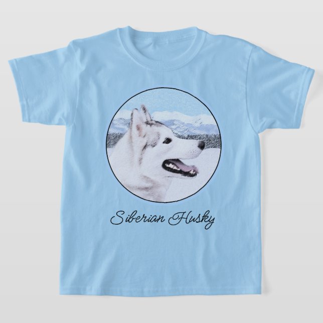 Sibirischer Husky (Silber und Weiß) Malerei T-Shirt (Ablage )