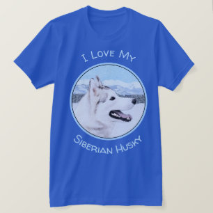 Sibirischer Husky (Silber und Weiß) Malerei T-Shirt