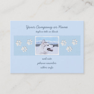 Sibirischer Husky (Silber und Weiß) Malerei Visitenkarte