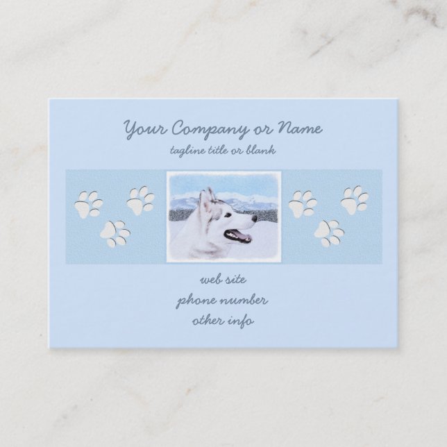 Sibirischer Husky (Silber und Weiß) Malerei Visitenkarte (Vorderseite)