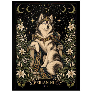 Sibirischer Husky, Starlit Tarot Art Postkarte