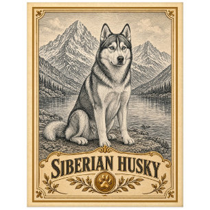 Sibirischer Husky, Vintage Heritage Hund Postkarte