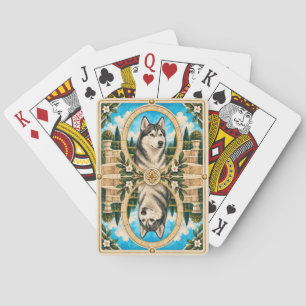 Sibirischer Husky, Vintage-Wasserfarben-Hunde-Kuns Spielkarten