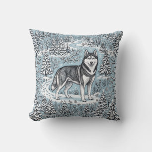 Sibirischer Husky-Waldkissen Kissen
