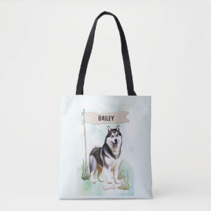 Sibirischer Husky Wasserfarbe Personalisierter Hun