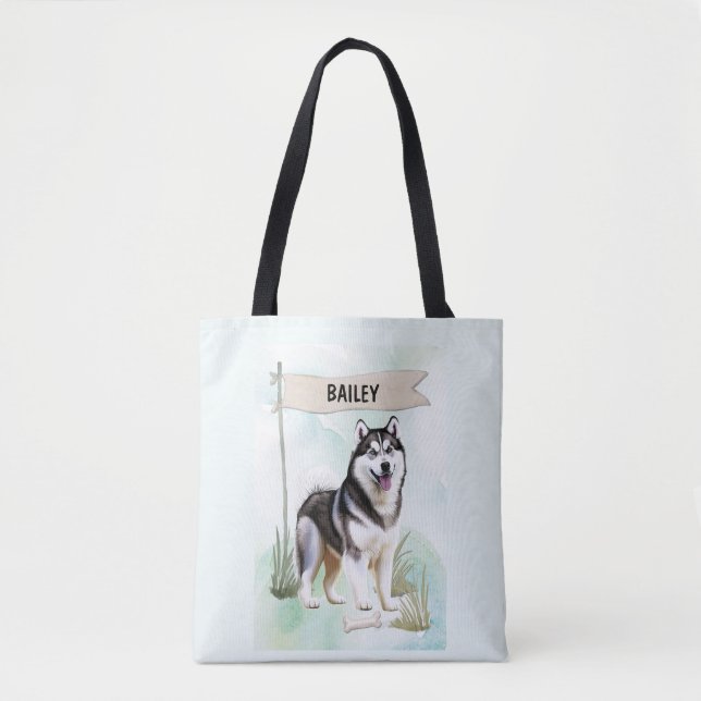 Sibirischer Husky Wasserfarbe Personalisierter Hun (Vorderseite)