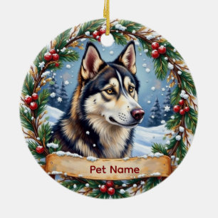 Sibirischer Husky Weihnachten Keramik Ornament