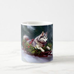 Sibirischer Husky Weihnachten Schnee Winter Kaffeetasse