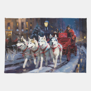 Sibirischer Husky Weihnachtsfestzeit Geschirrtuch