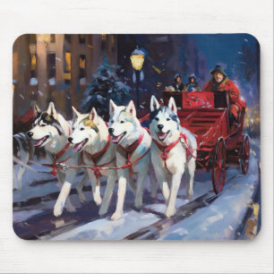 Sibirischer Husky Weihnachtsfestzeit Mousepad